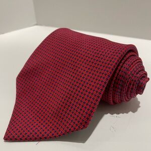 Cerruti 1881 Paris Tie Men's Red Navy Blue Silk Houndstooth France